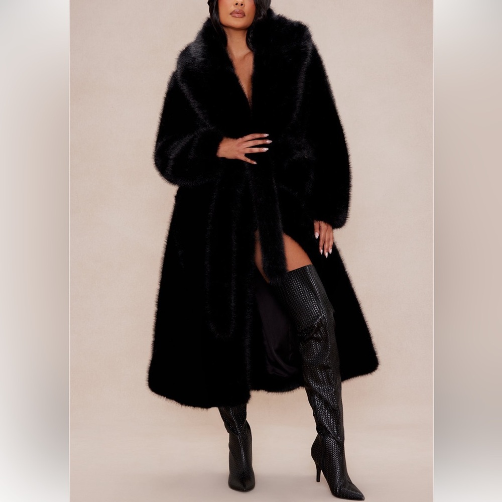 Madison Faux Fur Coat - Black